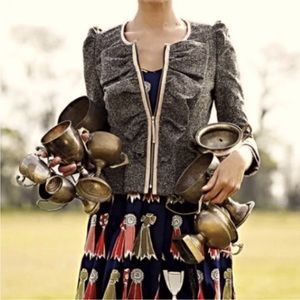 Anthropology ELEVENSES blazer with ruffles and white trim